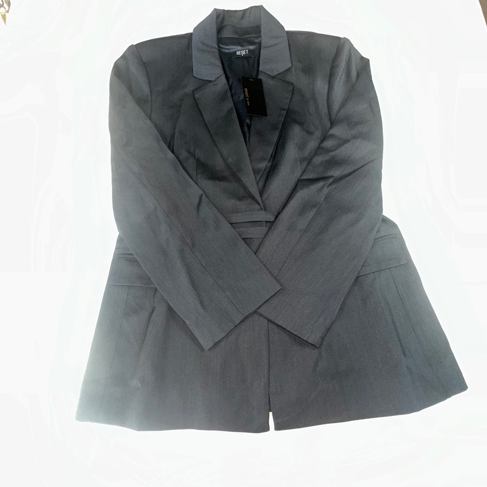 Reset by‎ Jane Tie Waist Blazer Mini Dress Career Wear in Black size Medium NWT